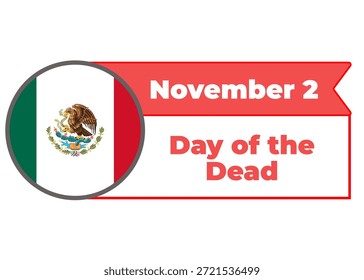 Día de los Muertos de México, Vector de vacaciones en un marco de fondo blanco