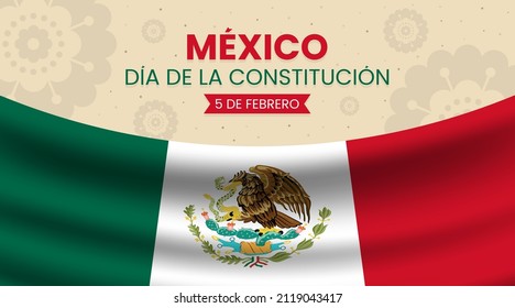 Mexico día de la constitución or Mexico constitution day background with realistic flag and ornaments