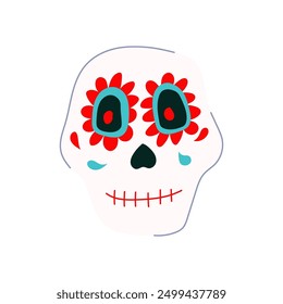 mexico dead day skull cartoon. halloween sugar, skeleton celebration, party holi mexico dead day skull sign. isolated symbol vector illustration