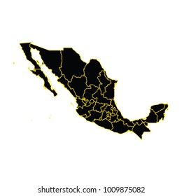 Mexico design over white background, vector illustration, Details Black and White Country Shape of Mexico.