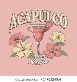 Mexico Destination Cocktail Graphic Vector