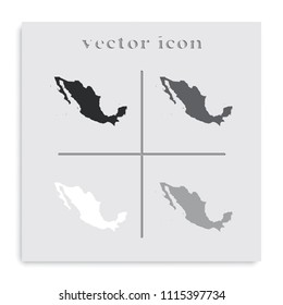 Mexico detailed map flat black and white vector icon.