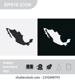 Mexico detailed map flat black and white vector icon.
