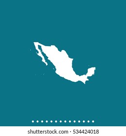 Mexico detailed map vector icon isolated on green background