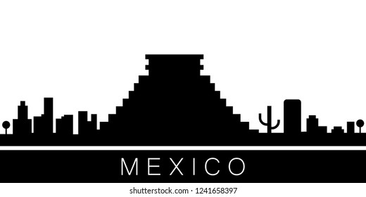 Mexico detailed skyline. Vector postcard illustration