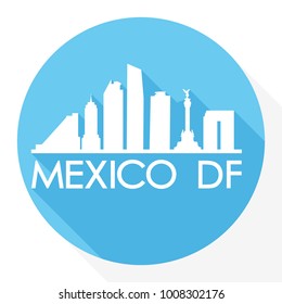 Mexico DF Mexico America Flat Icon Skyline Silhouette Design City Vector Art Famous Buildings.