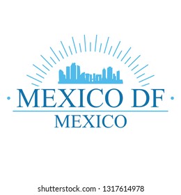 Mexico DF. Banner Design. City Skyline. Silhouette Vector. Famous Monuments.