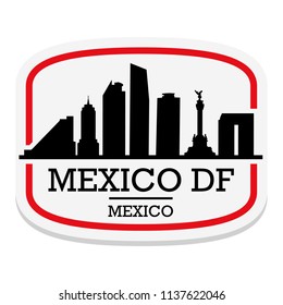 Mexico DF Mexico Label Stamp Icon Skyline City Design Tourism landmark.