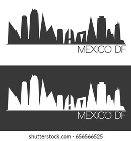 Mexico DF Skyline Silhouette Abstract Design City Vector Art