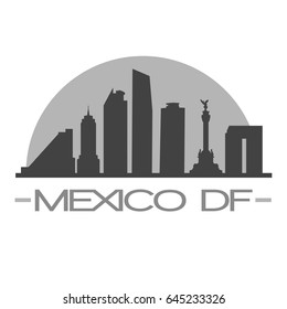 Mexico D.F. Skyline Silhouette Skyline Stamp Vector City Design.