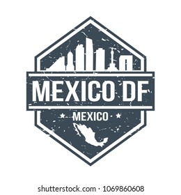 Mexico DF Travel Stamp. Icon Skyline City Design Vector.