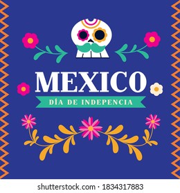 Mexico dia de la independencia and skull design, Culture theme Vector illustration