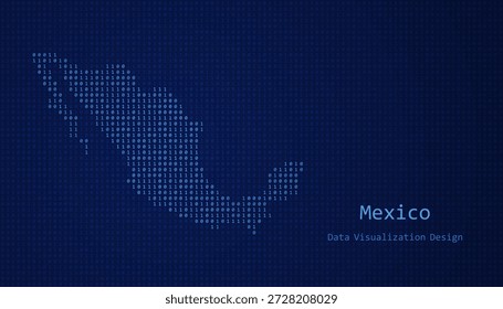 Mexico Digital map formed with ones and zeroes for data visualization design