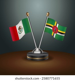 Mexico and Dominica table flags relation with gradient backgrund