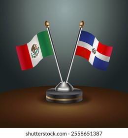 Mexico and Dominican Republic table flags relation  with gradient backgrund. Vector Illustration