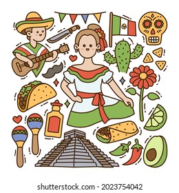 Mexico doodle illustration isolated background