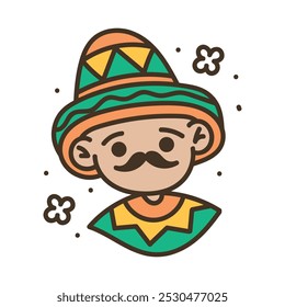 Ilustração México Doodle - Homem Mexicano