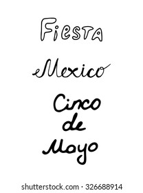 Mexico doodle set with lettering for web, posters, banner and other