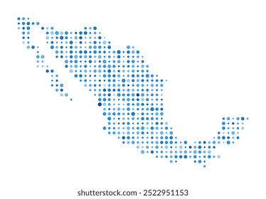 Mapa dos Pontos do México. Forma de Estilo Digital Country. Imagem vetorial do México. Forma de país pontos circulares azuis. Ilustração de vetor surpreendente.