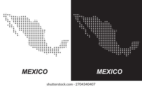 Mexico Dotted Map, Halftone Style Modern Digital Outline of Mexican Country Vector EPS
