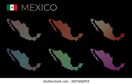 Mexico dotted map set. Map of Mexico in dotted style. Borders of the country filled with beautiful smooth gradient circles. Astonishing vector illustration.