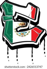 Mexico E Hand Lettering Graffiti vector template