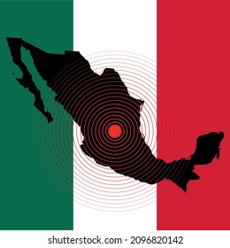 mexico earthquake symbol seismic activity sign country map flag tremor infographic illustration quake vector 