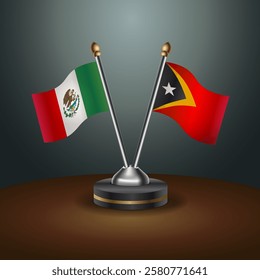 Mexico and East Timor table flags relation with gradient backgrund