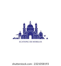 Mexico Ecatepec de Morelos modern city landscape skyline logo. Panorama vector thin line shape abstract town icon