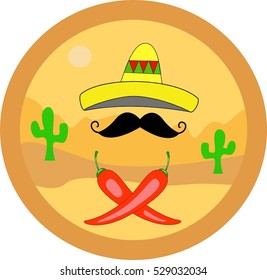 Mexico emblem sombrero with cactus