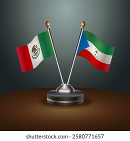 Mexico and Equatorial Guinea table flags relation with gradient backgrund