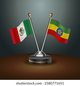 Mexico and Ethiopia table flags relation with gradient backgrund