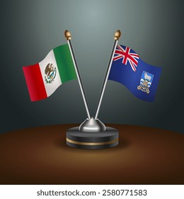 Mexico and Falkland Islands table flags relation with gradient backgrund