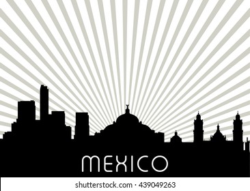 Mexico famous landmarks skyline.