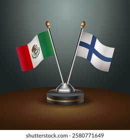 Mexico and Finland table flags relation with gradient backgrund