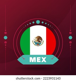 mexico flag for 2022 qatar, world football cup tournament. isolated National team flag with geometric elements for 2022 soccer or football Vector illustration.