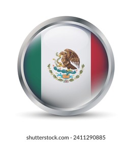 Mexico Flag 3D Badge Illustration