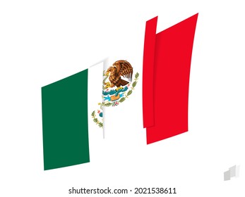 Bandera de México en un diseño abstracto arrancado. Diseño moderno de la bandera de México. Icono del vector.