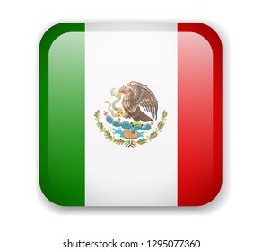 Mexico flag bright square icon vector Illustration