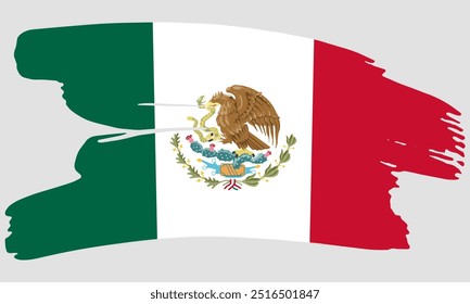 Mexico flag brush paint texture. Grunge Mexico flag. Mexican emblem brush concept