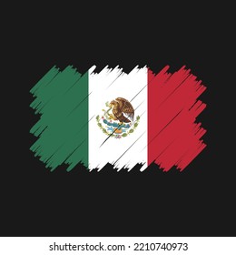 Mexico Flag Brush Painted Vector Illustration