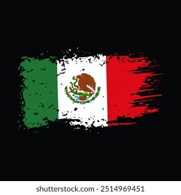 bandeira do méxico com traço de pincel isolado no plano de fundo preto 