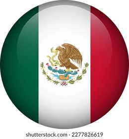 Mexico flag button. Emblem of Mexico. Vector flag, symbol. Colors and proportion correctly.