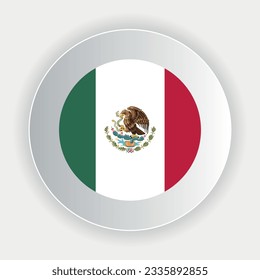 Mexico flag in circle shape. official colors and proportions correctly. Vector illustration. eps 10.
