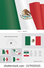 mexico flag construction sheet vector