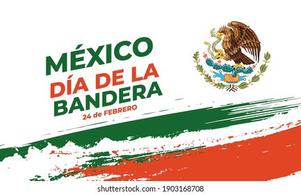 El Día de la Bandera de México se celebra cada año el 24 de febrero. (Traducción: México, Día de la Bandera en español). Ilustración vectorial EPS 10.