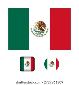 Colección de iconos planos de la bandera de México