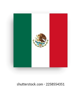 Mexico flag - flat vector square with sharp corners and dropped shadow.