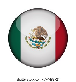 mexico Flag in glossy round button of icon. mexico emblem isolated on white background. National concept sign. Independence Day. Vector illustration.