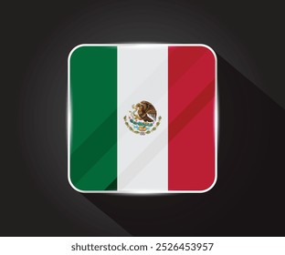 ícone quadrado brilhante da bandeira do México ilustração 